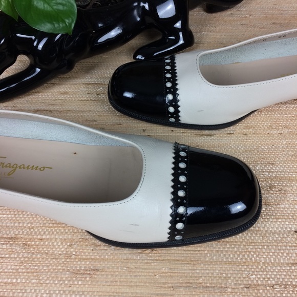 Salvatore Ferragamo Black/White Spectator Loafer - Picture 3 of 5